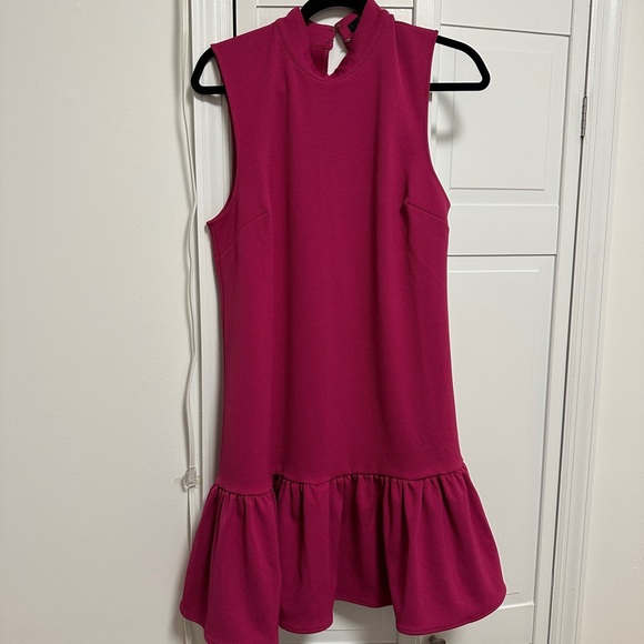 Trina Turk Maka Mock Neck Ruffle Hem Mini Dress - Picture 1 of 3